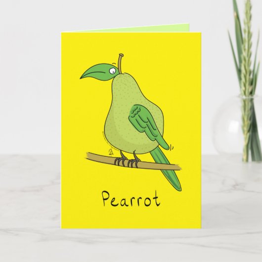 Funny Parrot Pear Bird Pun Schattige Pearrot Kaart (Voorkant)