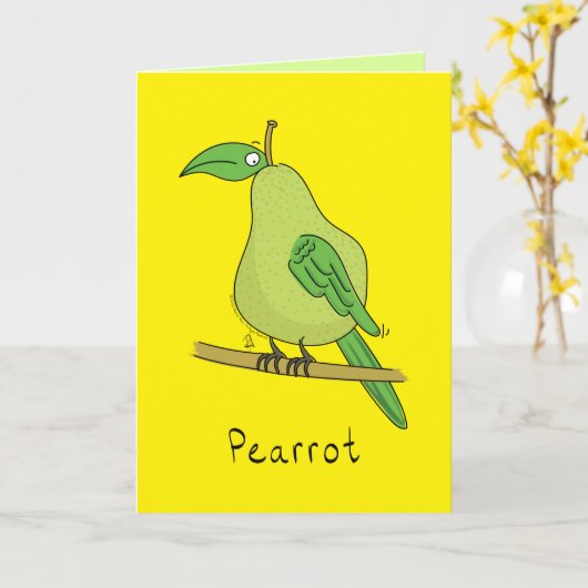 Funny Parrot Pear Bird Pun Schattige Pearrot Kaart (Gele Bloem)