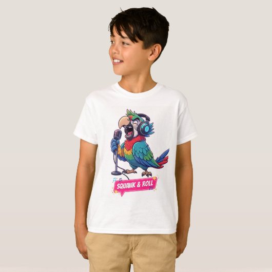 Funny Parrot Singing Karaoke T-Shirt (Voorkant volledig)