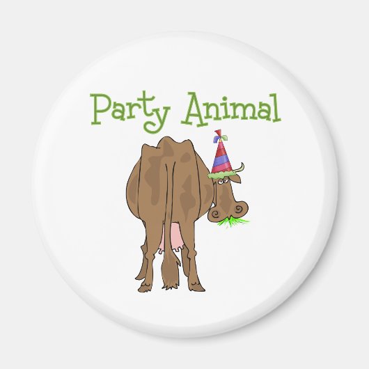 Funny Party Animal Birthday Koe Magneet (Voorkant)