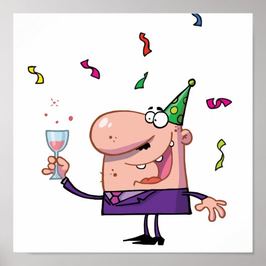 Funny Party Animal Cartoon Man Poster (Voorkant)