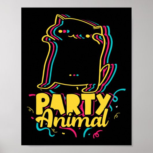 Funny Party Animal Disco Dancing Cat Meme Poster (Voorkant)