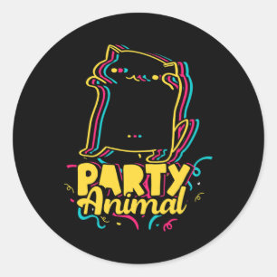 Funny Party Animal Disco Dancing Cat Meme Ronde Sticker