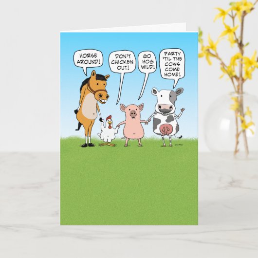 Funny Party Animals Advice for Anniversary Kaart (Gele Bloem)