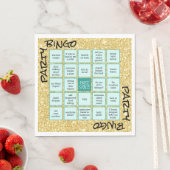 Funny Party Bingo Gold Glitter Blauwgroen Napkins Servet (Insitu)