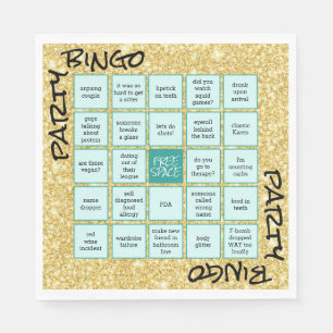 Funny Party Bingo Gold Glitter Blauwgroen Napkins Servet
