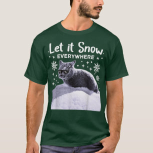 Funny Party Cat met zonnebril laat het elke sneeuw T-shirt