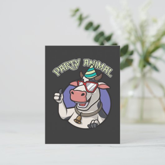 Funny Party Cow Boerderij Dierenvriend Briefkaart (Staand voorkant)