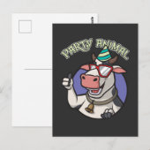 Funny Party Cow Boerderij Dierenvriend Briefkaart (Voorkant / Achterkant)