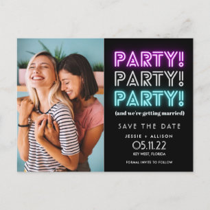 Funny Party Foto Lesbian Gay LGBT Save the Date A Aankondigingskaart