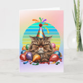 Funny Party Kat Verjaardag Kaart (Voorkant)