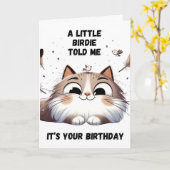 Funny Party Kat Verjaardag Kaart (Gele Bloem)