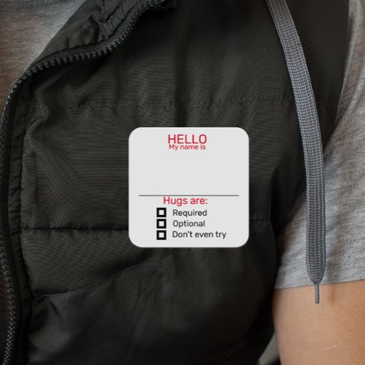 Funny Party Name Tag Badge Sticker Hugs