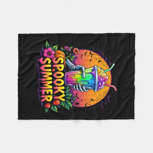 Funny Party Spooky Summer Drinks Summerween Vibes Fleece Deken (Voorkant (Horizontaal))