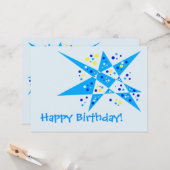 Funny Party Star en Stippen Abstract Happy Birthda Kaart (Voorkant / Achterkant in situ)