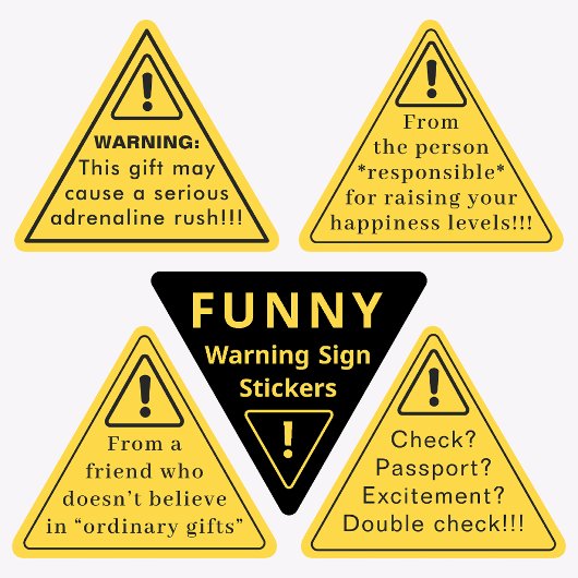 Funny Party Warning Sticker | Yellow Caution Sign 