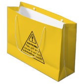 Funny Party Yellow Caution Sign Groot Cadeauzakje (Voorkant Gekanteld)