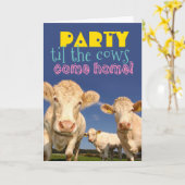 Funny Party zegt dat de Koeien thuisdag komen Kaart (Gele Bloem)