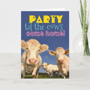 Funny Party zegt dat de Koeien thuisdag komen Kaart