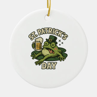 Funny Passed Out St. Patrick's Day Frog Vintage Keramisch Ornament