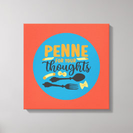 Funny Pasta Food Pun  Colour Typography Art Canvas Afdruk