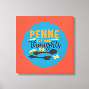 Funny Pasta Food Pun  Colour Typography Art Canvas Afdruk