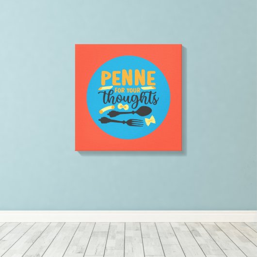 Funny Pasta Food Pun  Colour Typography Art Canvas Afdruk (Insitu (Houten vloer))