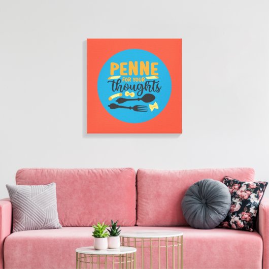 Funny Pasta Food Pun  Colour Typography Art Canvas Afdruk (Insitu (Woonkamer))