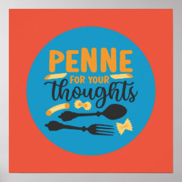 Funny Pasta Food Pun  Colour Typography Art Poster