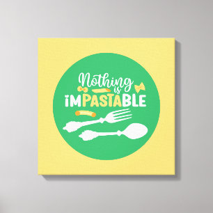 Funny Pasta Food Pun Pastel Color Typography Art Canvas Afdruk