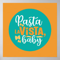Funny Pasta La Vista Retro Kitchen Typografie Art
