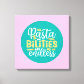 Funny Pasta Pun Pastel Kitchen Typografie Art Canvas Afdruk (Voorkant)