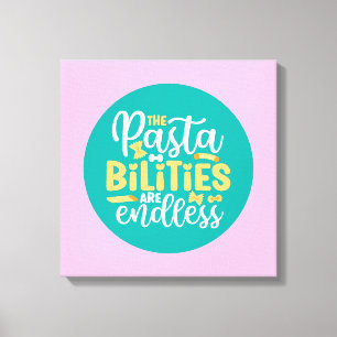Funny Pasta Pun Pastel Kitchen Typografie Art Canvas Afdruk