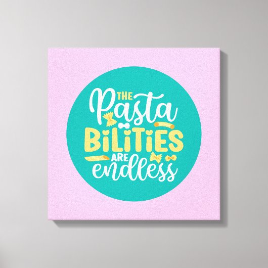Funny Pasta Pun Pastel Kitchen Typografie Art Canvas Afdruk (Voorkant)