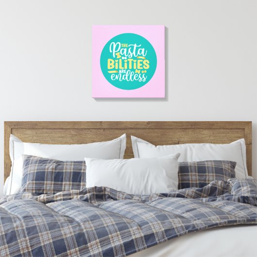 Funny Pasta Pun Pastel Kitchen Typografie Art Canvas Afdruk (Insitu (Slaapkamer))