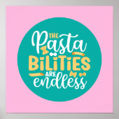 Funny Pasta Pun Pastel Kitchen Typografie Art Poster (Voorkant)