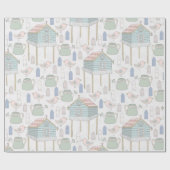 Funny Pastel Birds Gender Neutral Baby shower Cadeaupapier (Vlak)