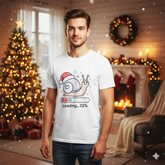 Funny Pastel Lazy Snail Christmas Loading Holiday T-shirt