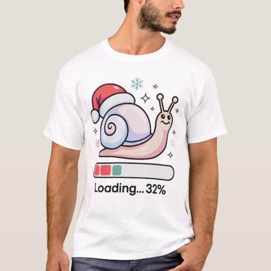 Funny Pastel Lazy Snail Christmas Loading Holiday T-shirt (Voorkant)