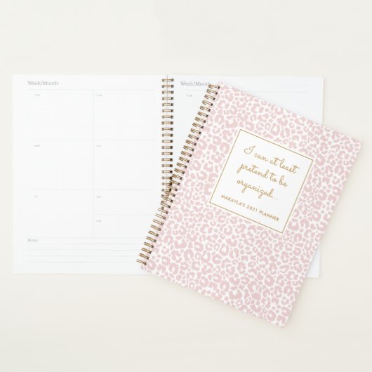 Funny Pastel Leopard Print Pattern Blush Planner (Display)