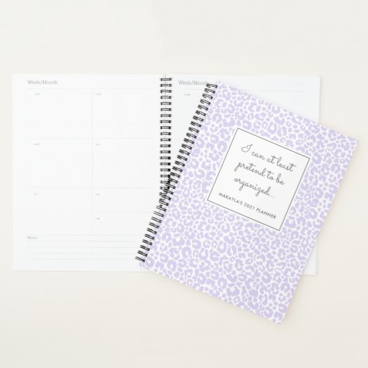 Funny Pastel Leopard Print Pattern Paarse Planner (Display)