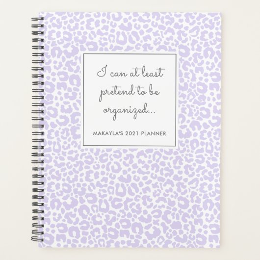 Funny Pastel Leopard Print Pattern Paarse Planner (Voorkant)