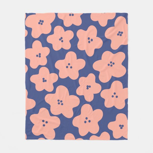 Funny pastel orange flowers on bright blue backgro fleece deken (Voorkant)