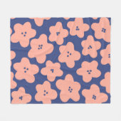 Funny pastel orange flowers on bright blue backgro fleece deken (Voorkant (Horizontaal))