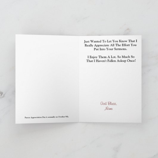 Funny Pastor Appreciation Day Card Kaart (Binnen)