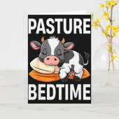 Funny Pasture Bedtime Cute Cow Pajamas Pj Sleep  Kaart (Gele Bloem)