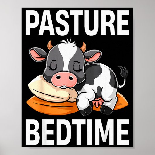 Funny Pasture Bedtime Cute Cow Pajamas Pj Sleep Poster (Voorkant)