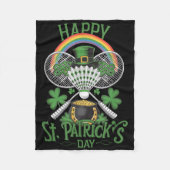 Funny Patricks Day Badminton Costume Four-leaf Clo Fleece Deken (Voorkant)