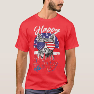 Funny Patriotic Cat Happy 4 juli Onafhankelijkheid T-shirt