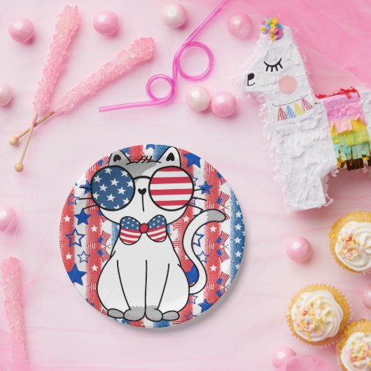 Funny Patriotic Cat Paper Bord (Feest)